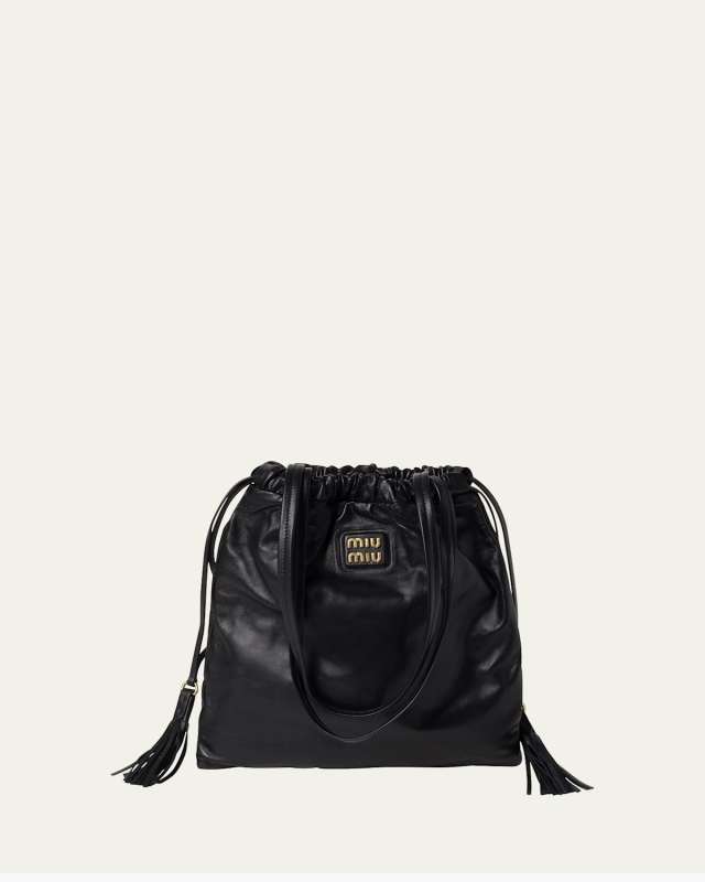 Tassel Drawstring Leather Shoulder Bag